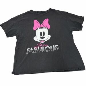 Disney mini mouse Miss Fabulous Black and Pink graphic T-Shirt sz XL